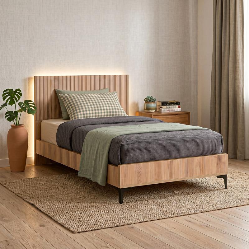ΚΡΕΒΑΤΙ Alicante NATURAL CANELLA OAK ΧΡΩΜΑ 130x210x110εκ (120x200) - Image 2